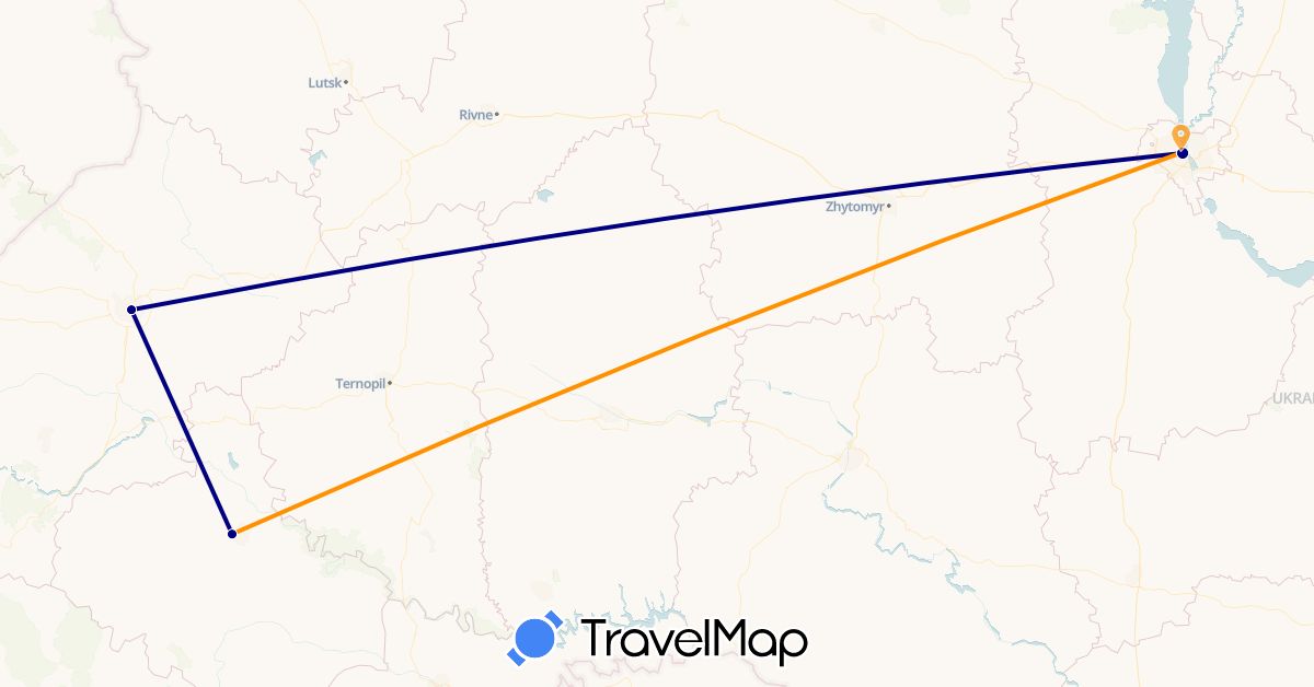 TravelMap itinerary: driving, hitchhiking in Ukraine (Europe)